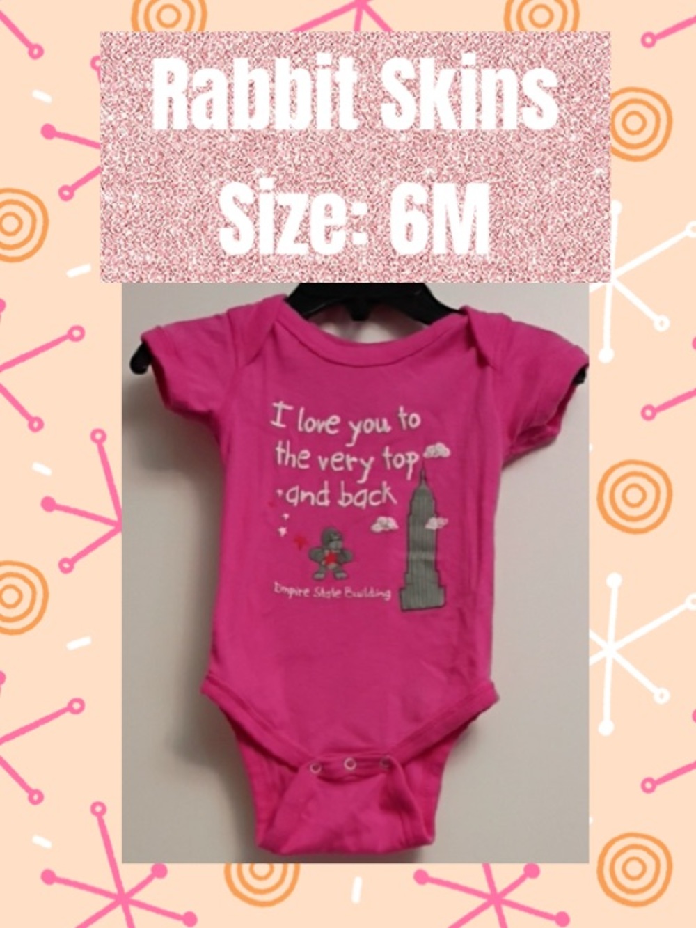 Rabbit Skins Hot Pink Baby One-Piece with Empire State Building Graphic
